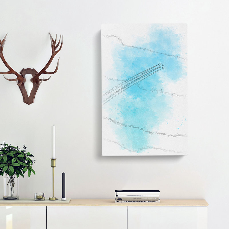Plane Trails In The Sky - Wrapped Canvas Print, 91cm H x 60cm W x 3cm D