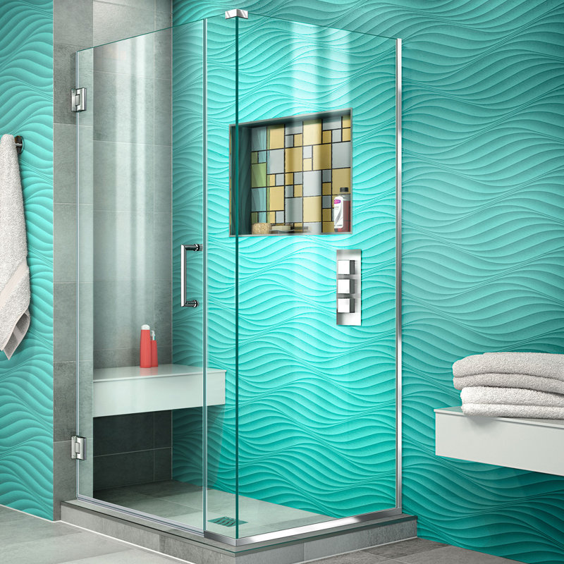 Cabine de douche à charnière sans cadre 29,5 "x 72" avec technologie Clear Max Unidoor Plus, Chrome