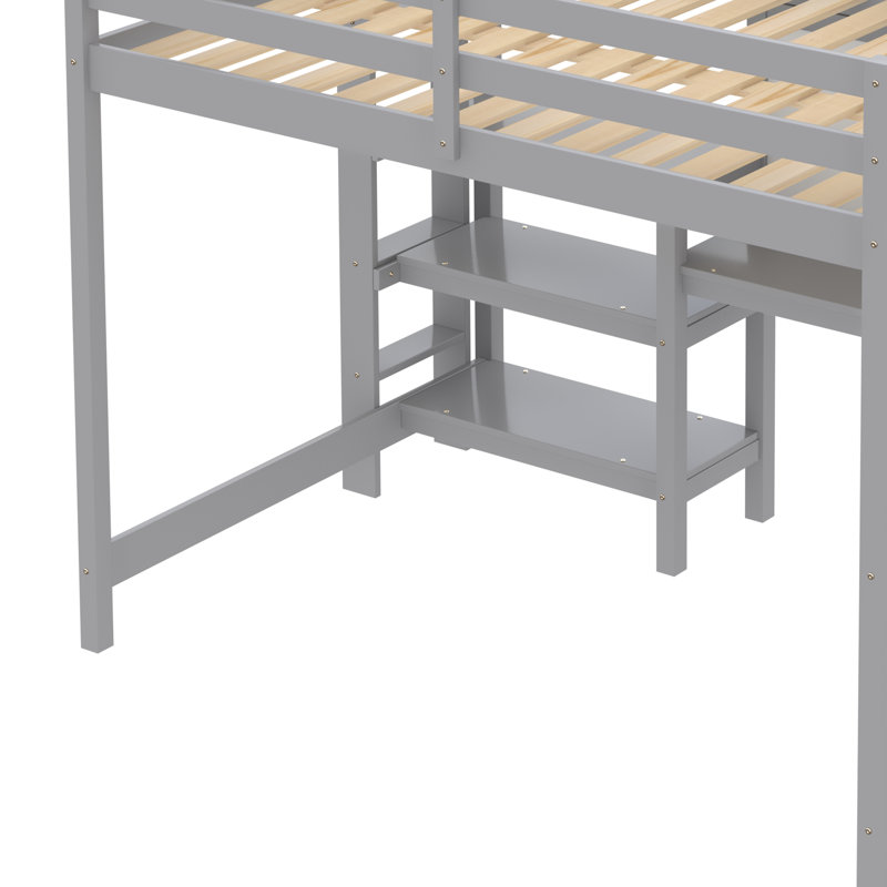 Lit mezzanine double Orelia pour enfants, gris