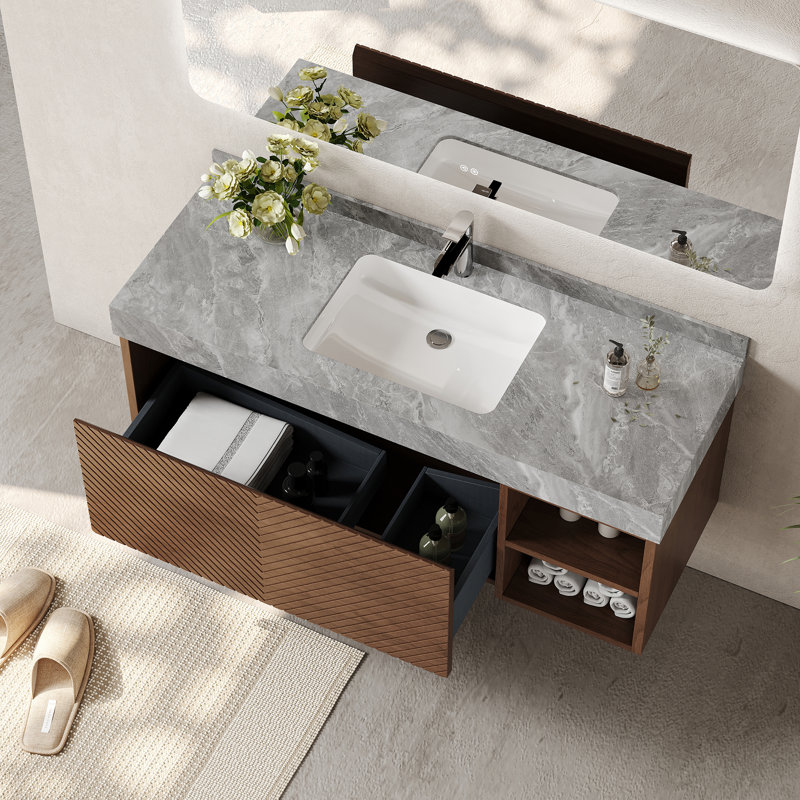 Armoire de salle de bain 48 po, Noyer, Gray
