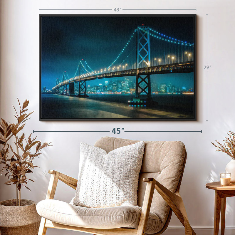 Impression sur toile Neon Golden Gate, H 29 po x l 43 po
