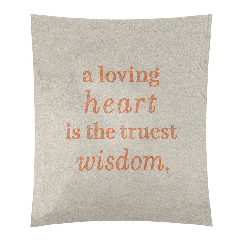 Tapisserie en polyester pour l’amour et le témoignage de la sagesse, H 104 po x l 88 po, Blanc / orange