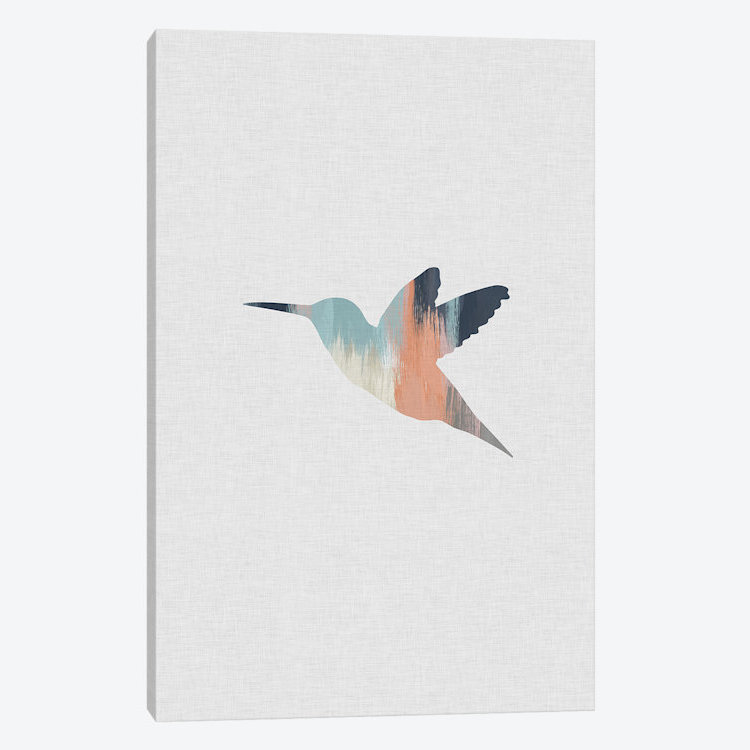 « pastel hummingbird », impression sur toile, H 12 po x l 8 po x P 0,75 po, Toile tendue, Pas de tapis