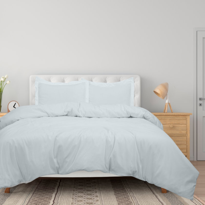Ensemble de housse de couette en microfibre , Blanc, Housse de couette pour lit simple + 1 taie d'oreil