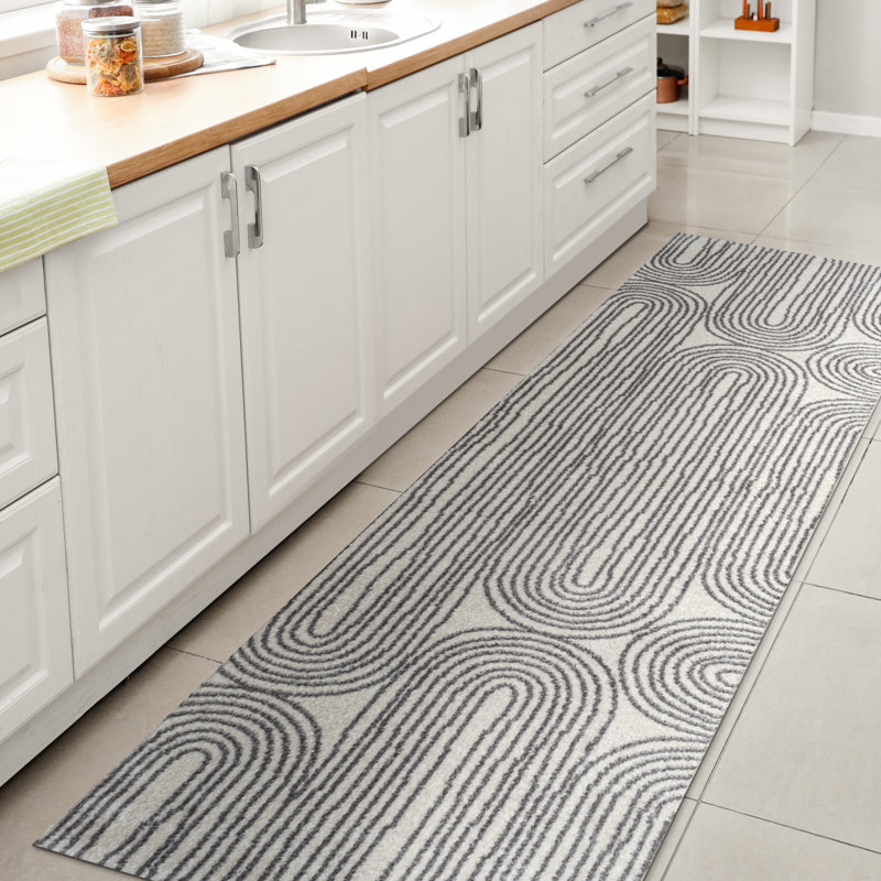 Tapis crème / gris foncé Jasmir, Tapis de couloir 2 pi x 7 pi 10 po