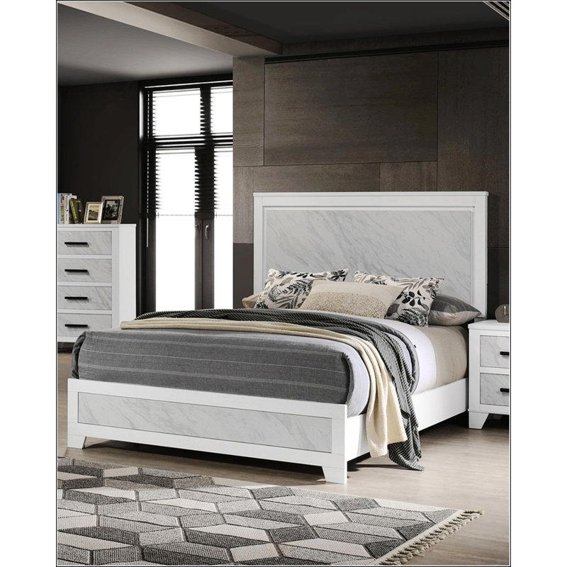 Grand lit contemporain blanc