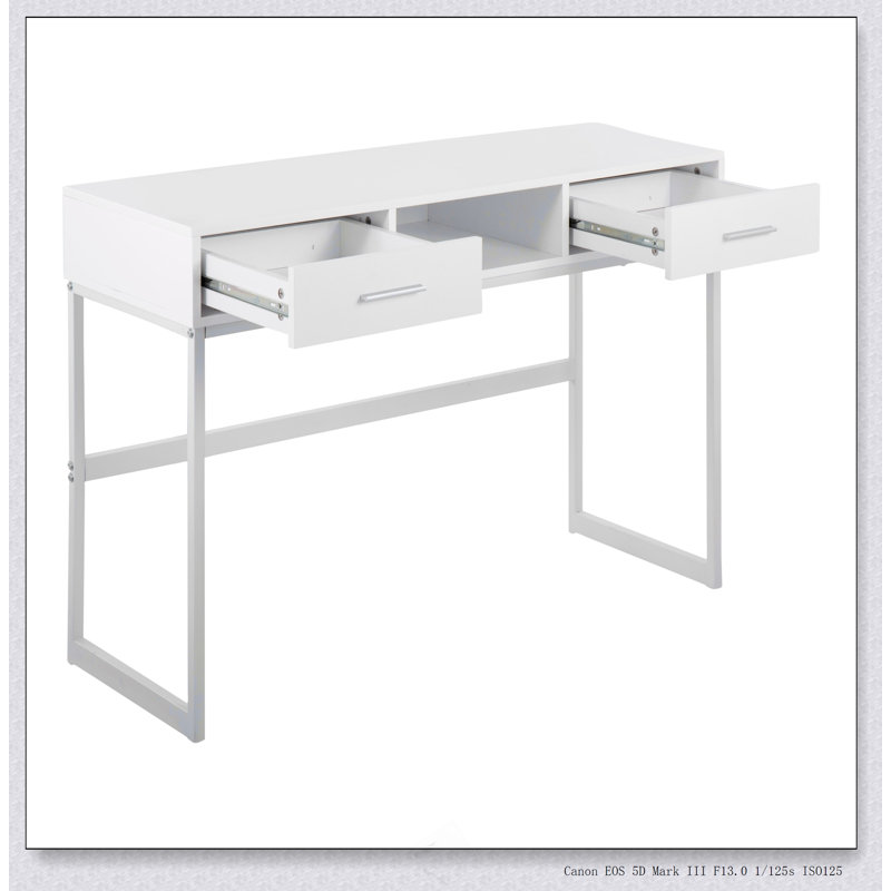 Console contemporaine en métal et bois, Blanc