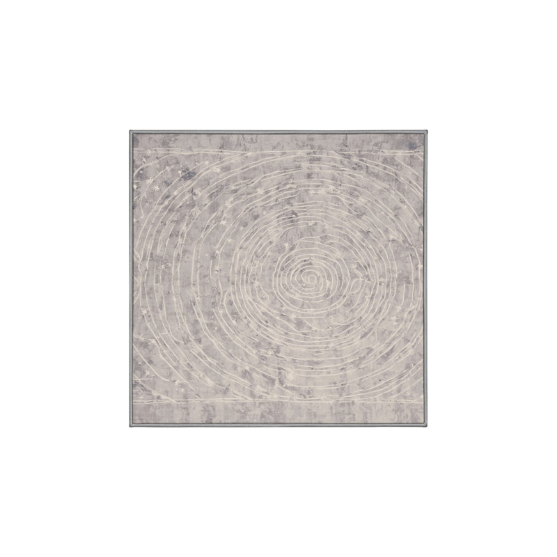 Machine Washable Gray Area Rug, Square 4'