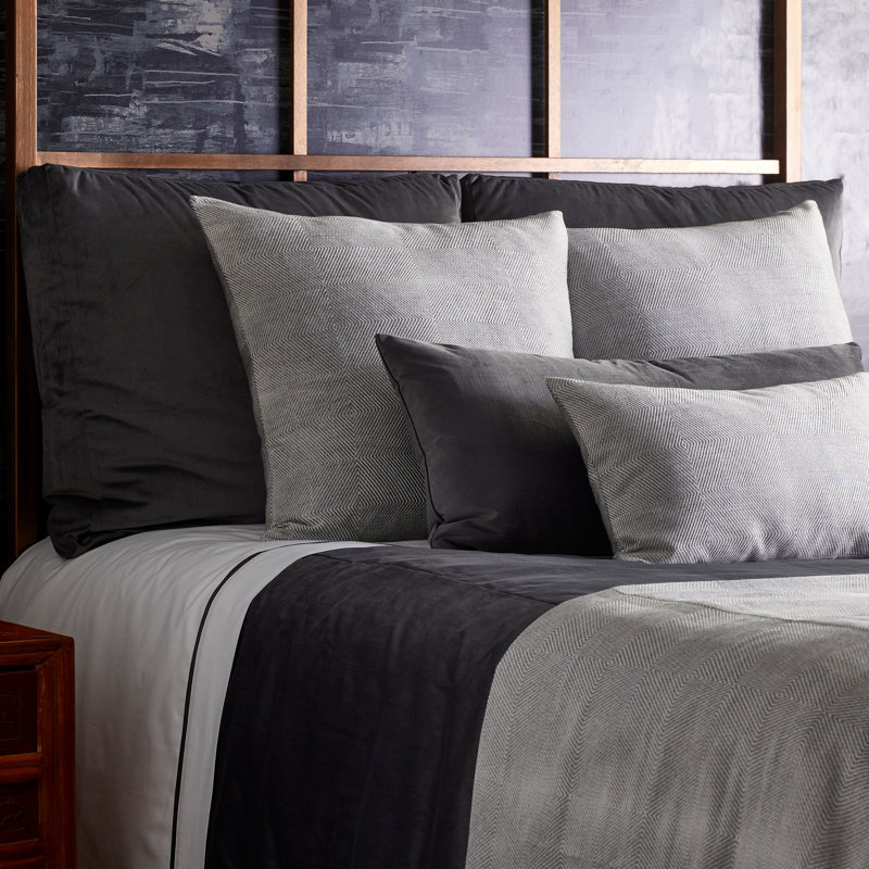 Modern Velvet Coverlet, King Coverlet, Charcoal
