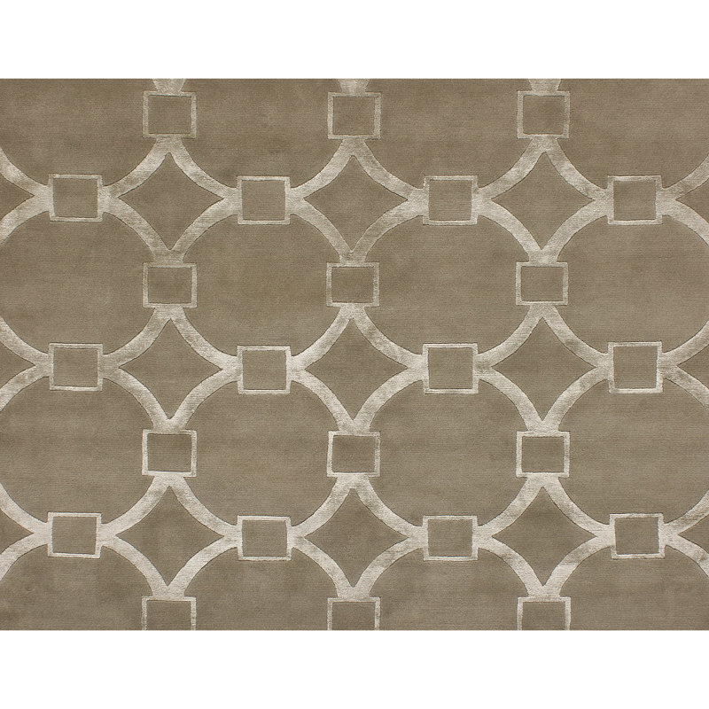Geometric Area Rug in Brown/Silver, Rectangle 8' x 10'