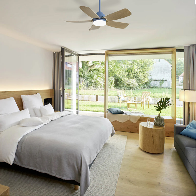 Ventilateurs de plafond de 42 pouces avec lumière DEL 22 W et 5 pales de ventilateur en ABS télécommandées pour la chambre à coucher, le salon, la salle à manger et le bureau