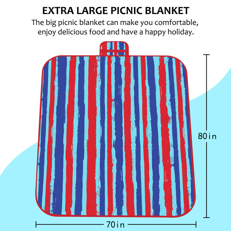 Tirrinia Picnic Blanket Extra Large Waterproof Lightweight Portable Outdoor  Mat for Family Camping, Travel, Park, Beach, Hiking, Stadium, Concerts (  Striped Print, 70''X80'') - Machine Washable & Reviews