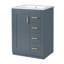 Meuble-lavabo avec lavabo intégré en céramique, armoire de salle de bain 24 po avec 1 porte et 3 tiroirs-125102379