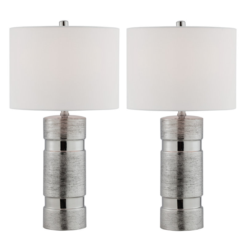 Troiano 25" Table Lamp Set, Silver