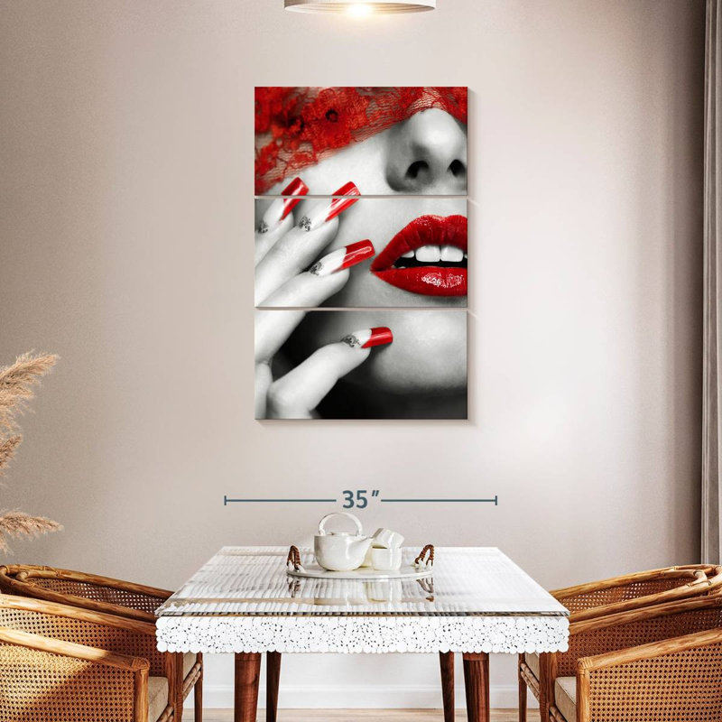 Red Lips And Nails Pop, 45" H x 28" W