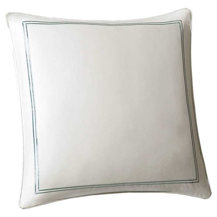 Ivory Cotton Satin Embroidered Euro Sham