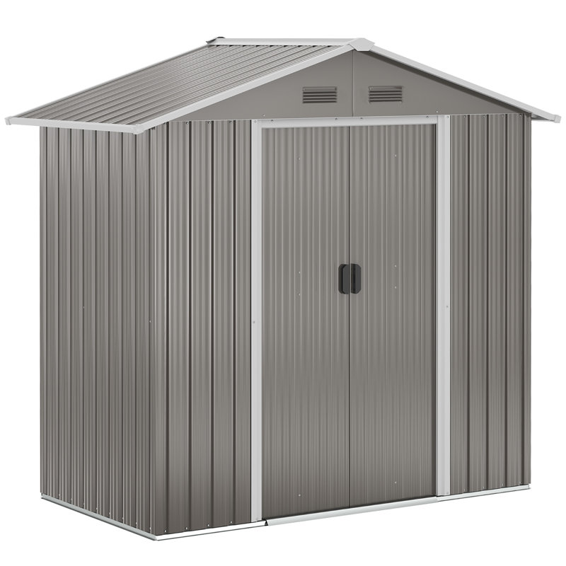 7ft. W x 4ft. D Metal Vertical Storage Shed