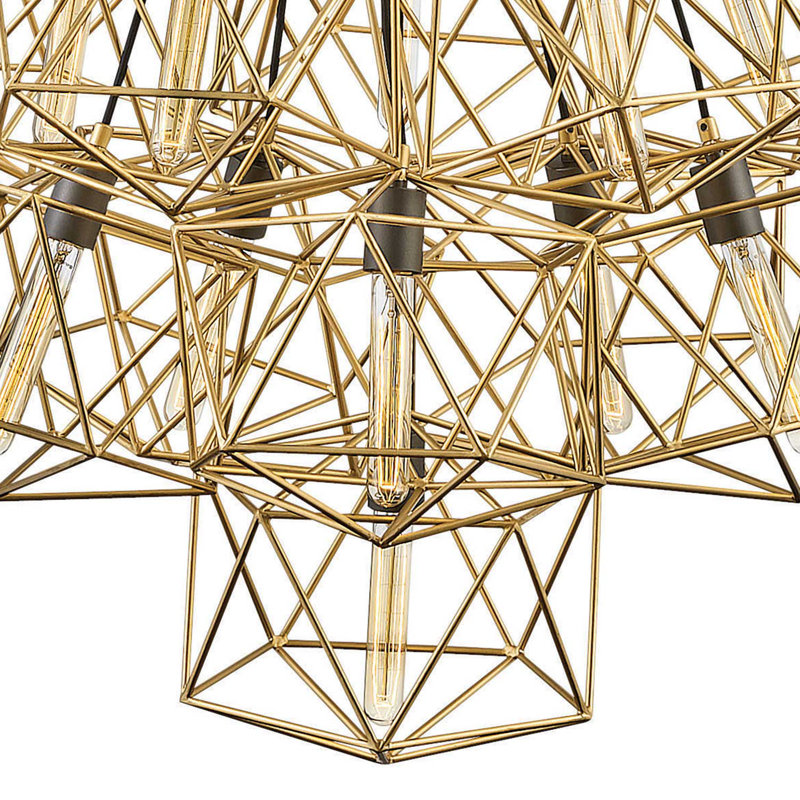 Lustre géométrique à plusieurs niveaux 11 lumières Astrid, Or de luxe