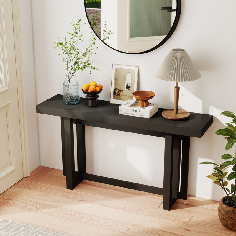 Table d'entrée 59 po, console de conception rectangulaire triple pour salon de couloir, Noir