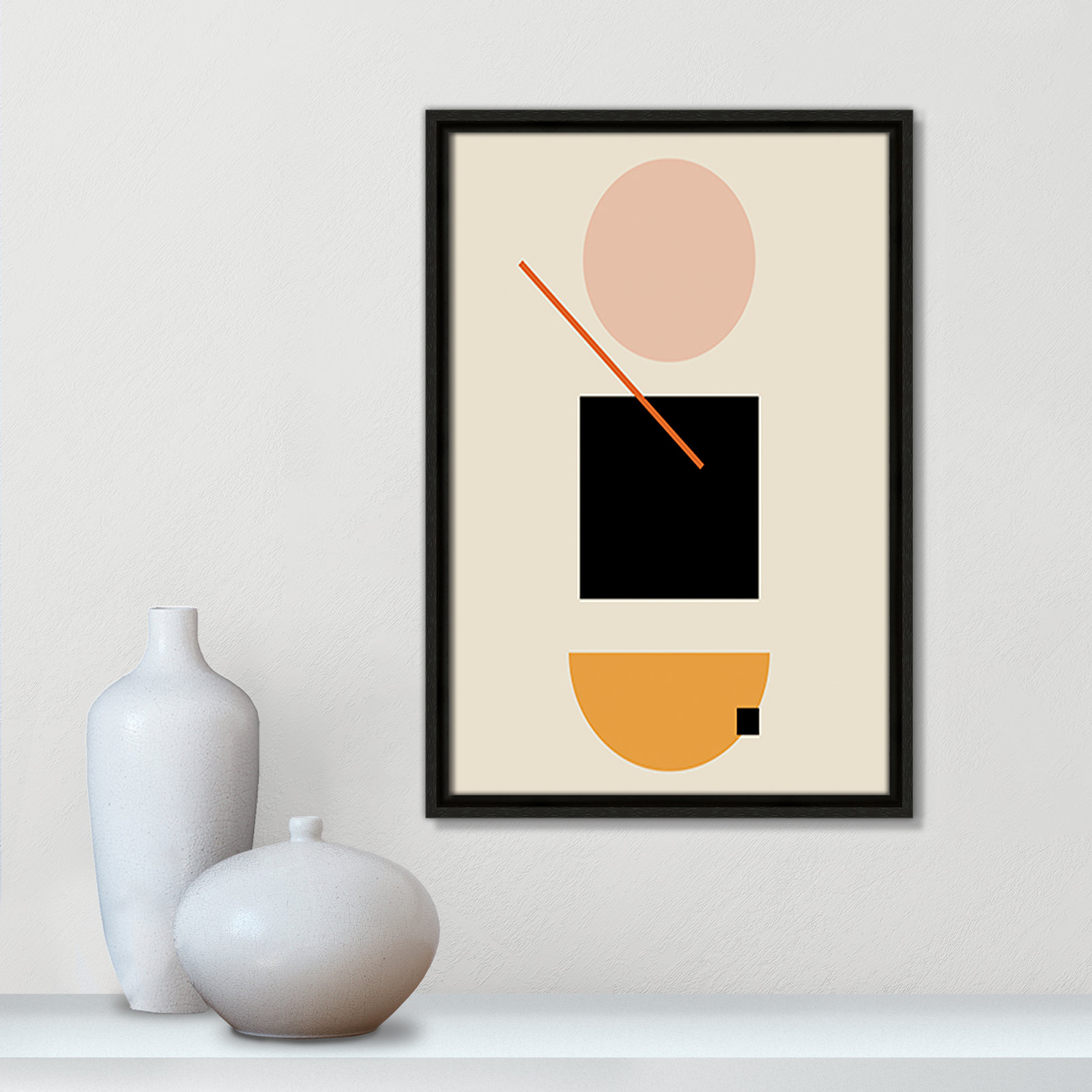 Simple Shapes Print, Espresso Framed, 19.5" H x 13.5" W x 2" D