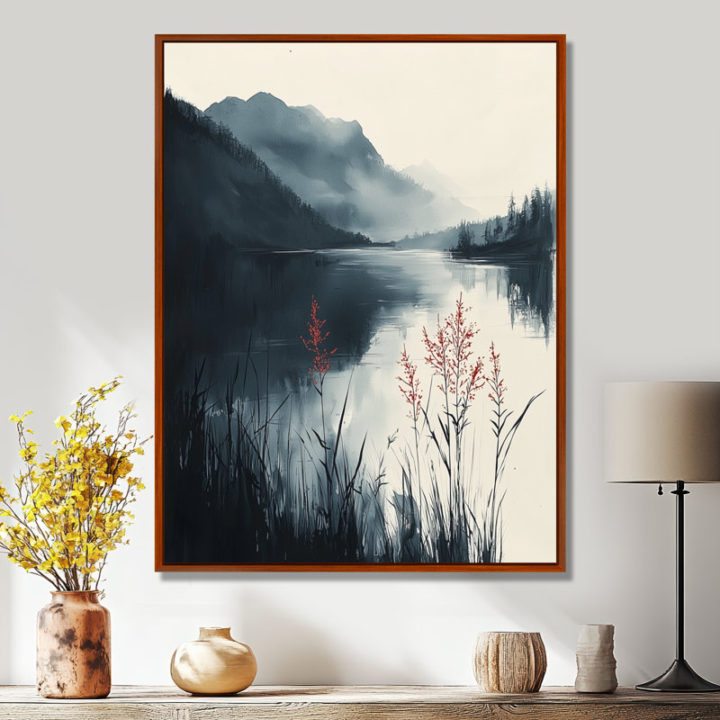Art mural grand Giselbert, Brun, H 32 po x l 24 po, Reproduction avec cadre flottant