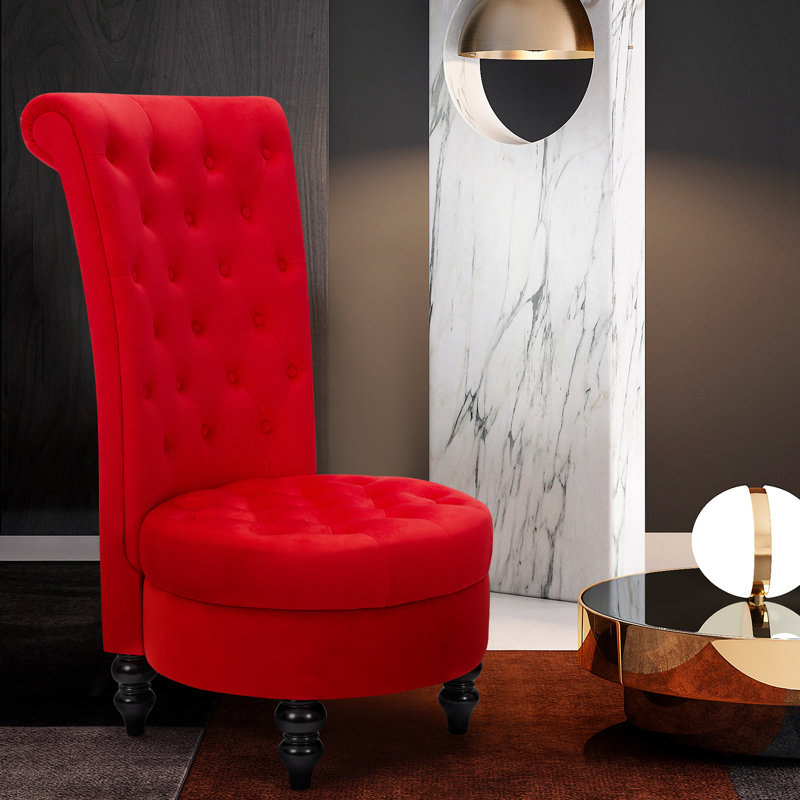 Annig Velvet Side Chair, Red Velvet, 1