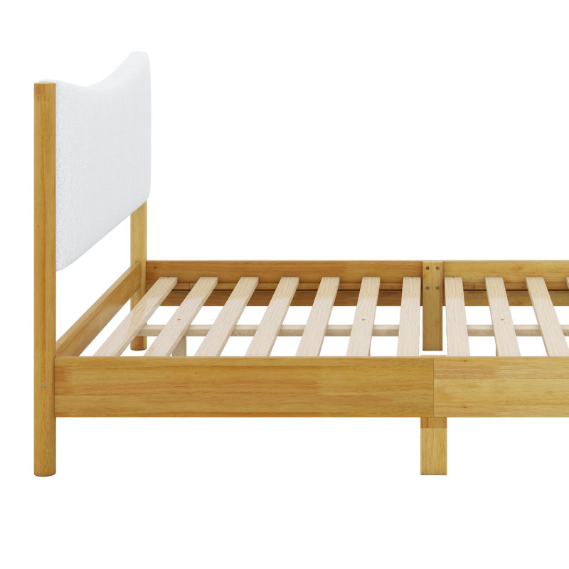 Solid Wooden Bed With  Upholstered Headboard
