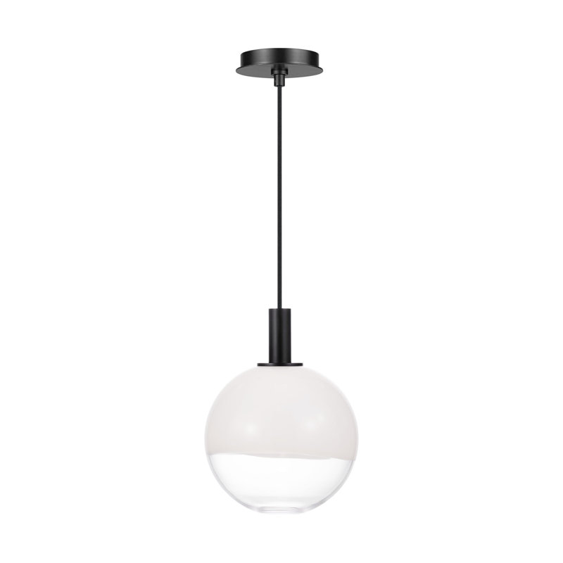 Sean Lavin Torian 1 Light Kitchen Pendant With Milk Clear Glass Mix Shade, Aged Iron