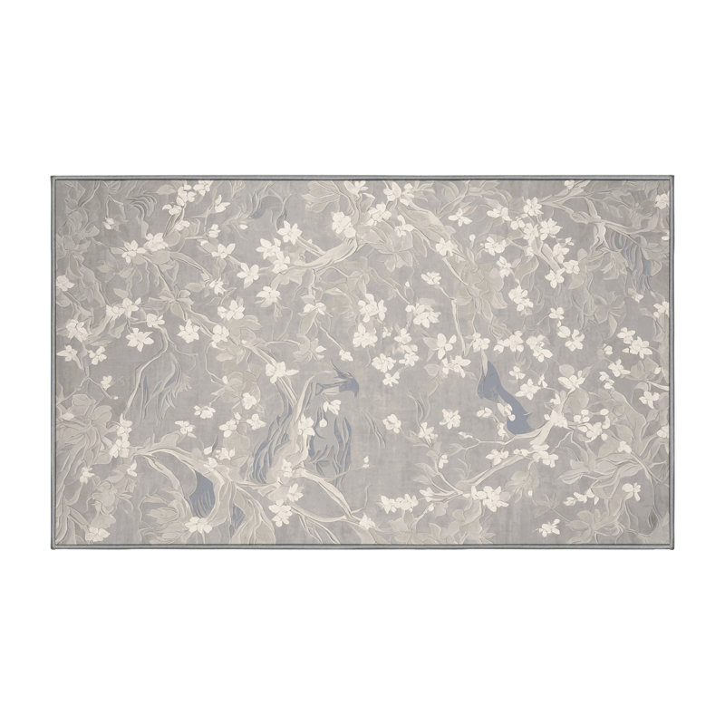 Tapis gris lavable à la machine, Rectangle 8 pi x 10 pi