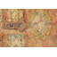 Tapis décoratif en laine Ivoire/orange en laine de conception unique 5 pi 8 po x 8 pi 9 po noué à la main