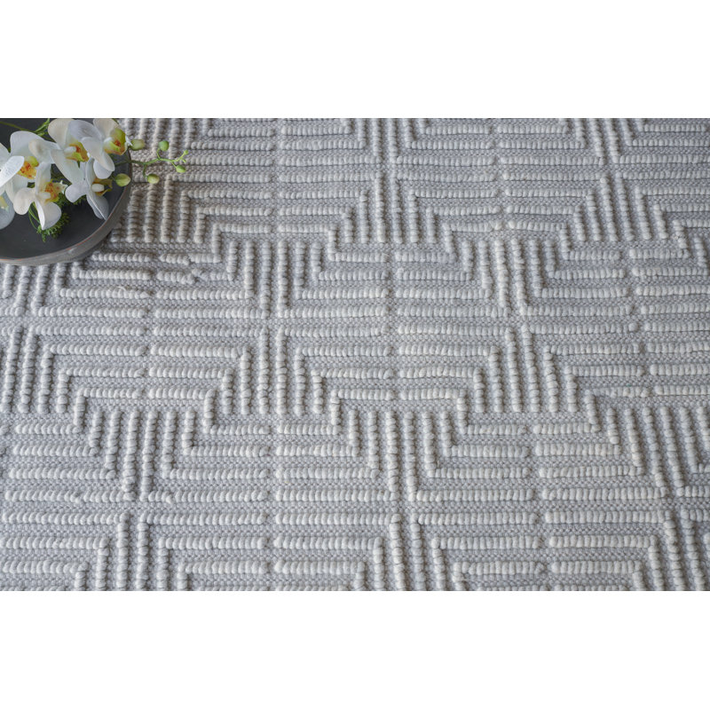Manzoni Wool Geometric Area Rug, Silver, Rectangle 14' x 18'