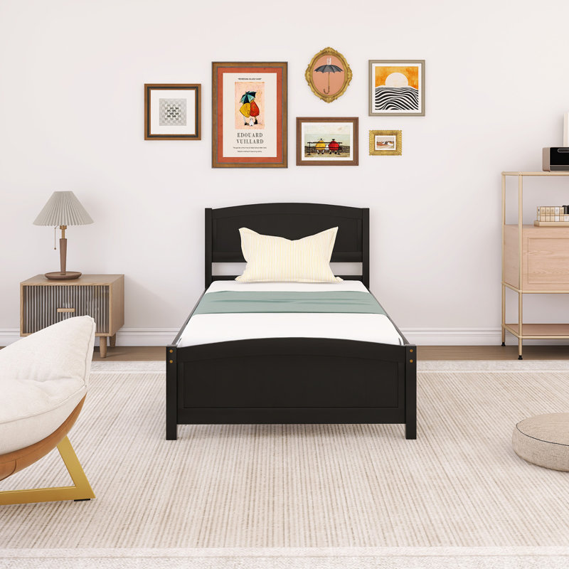 Wood Platform Bed With Headboard, Espresso