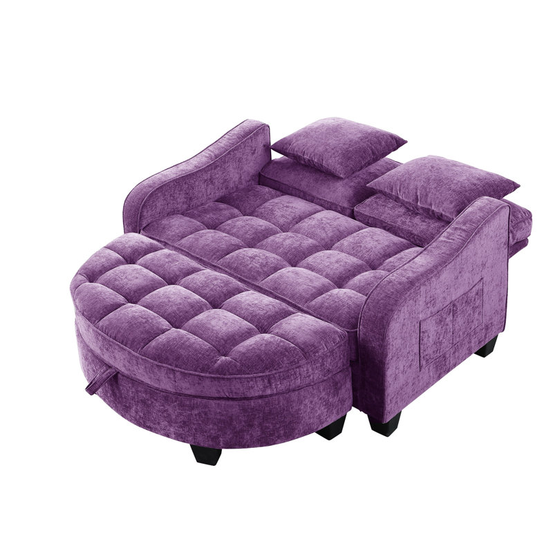 Canapé rembourré en chenille de 51 po de largeur avec dossier réglable, Mauve