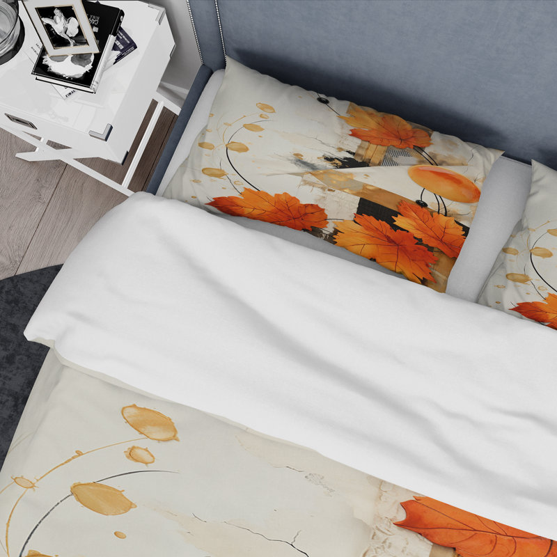 Ensemble de housse de couette Orange Floral Twilight Dream Abstract Collages I - Abstract Collages