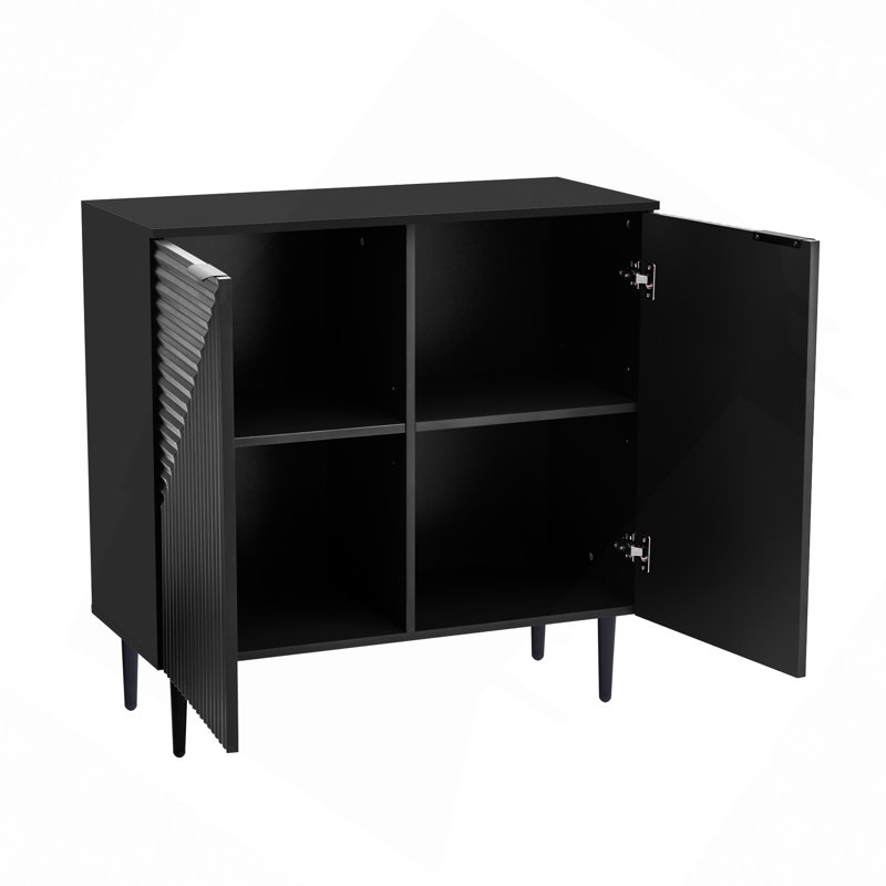Armoire d'appoint moderne et minimaliste avec tablettes réglables, conception de porte géométrique élégante, grand espace de rangement pour tout décor