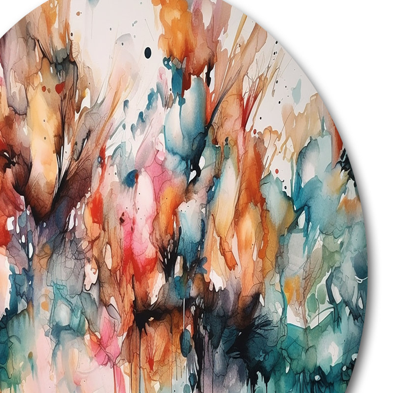 Captivating Boho Dance III - Art mural rond abstrait en métal, H 16 po x l 16 po x P 1 po