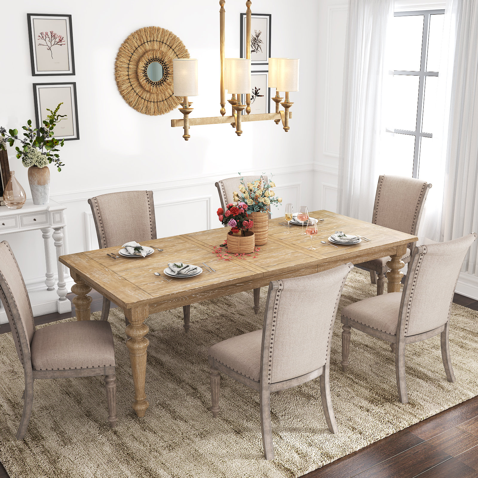 Crain 72" Extendable Dining Table, 30" H x 72" L x 40" W, Brown