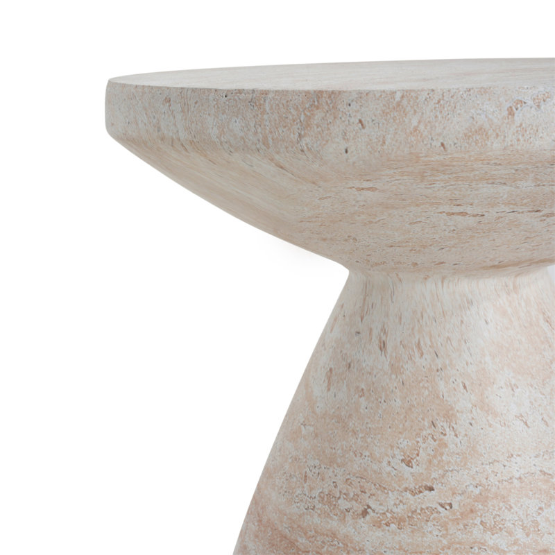Table d'appoint d'extérieur / d'intérieur en béton léger, finition travertin