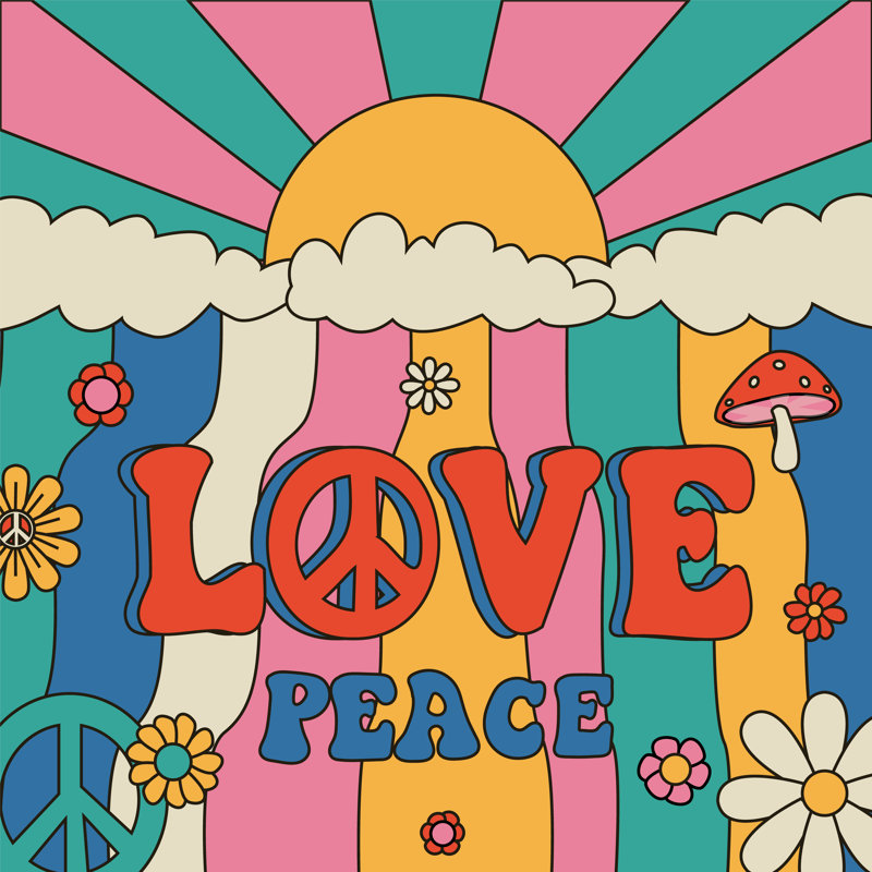 Hippie Poster by SpicyTruffel - Wrapped Canvas Print, 51cm H x 51cm W