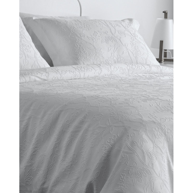 Fuchs Cotton Floral Duvet Cover Set with Pillowcases, Ivory, Double Duvet Cover + 2 Standard Pillowcases