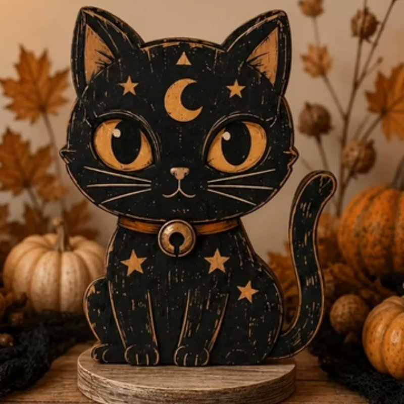 Figurine en bois noir pour chat
