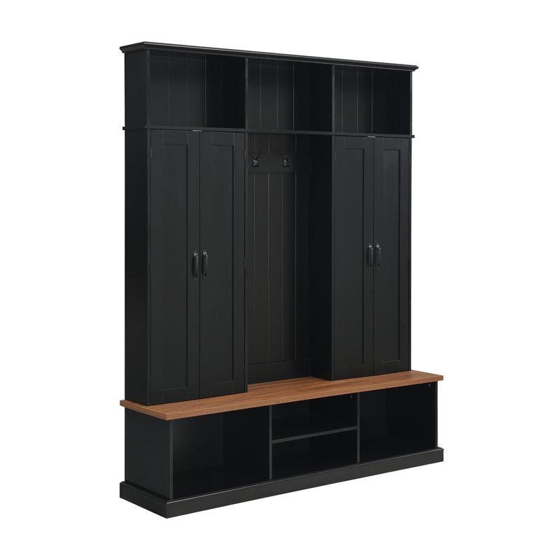 62‘’ Hall Tree With Shoe Storage, Black