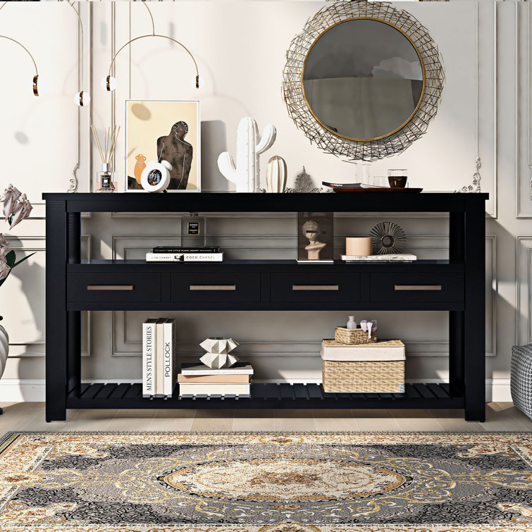 Eileen 62.2'' Console Table, Storage Sofa Table with Drawers and Shelves
