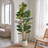 Artificial Fiddle Leaf Fig Tree with Multi-Trunk Design, Faux Plant in Round White Planter for Home Office Decor