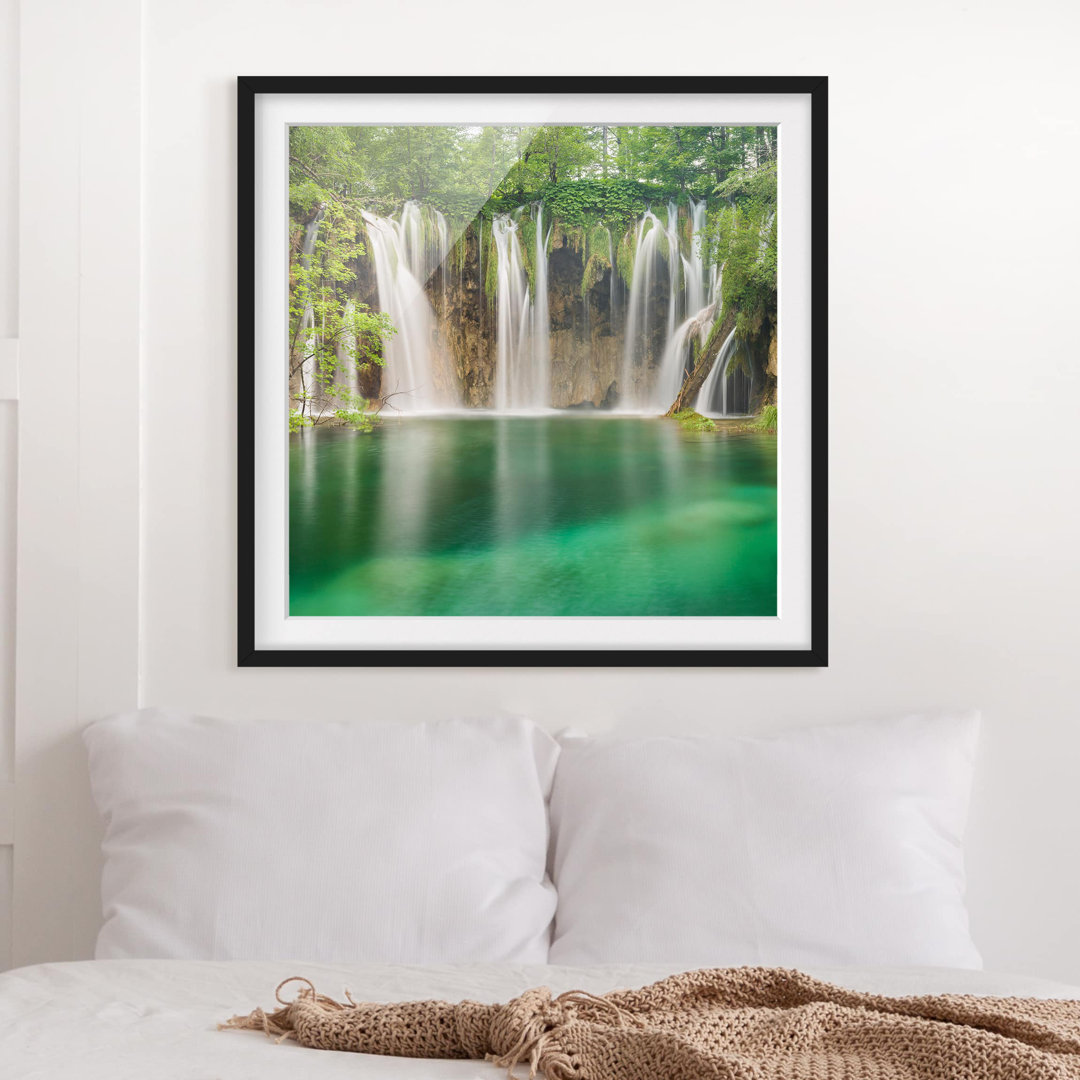 Gerahmter Fotodruck Plitvice Lakes Waterfall