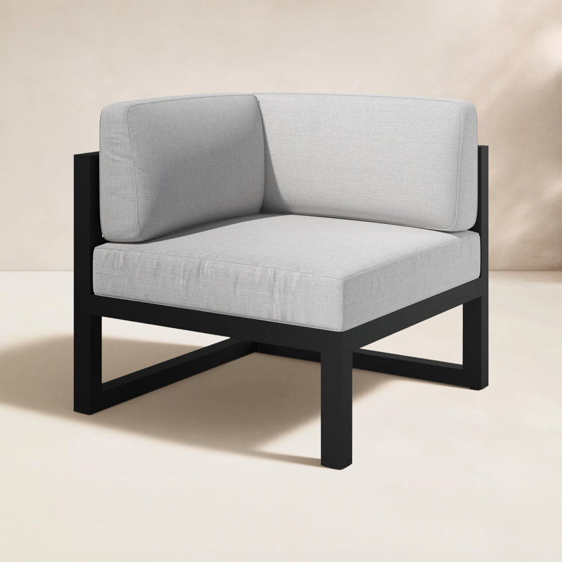 Avion Patio Chair with Sunbrella Cushions, Cast Silver Sunbrella®, Black