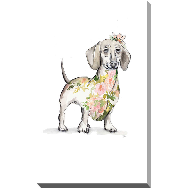 «Happy Doggie», reproduction de peinture à l'aquarelle, H 30 po x l 18 po x P 1 po, Toile tendue
