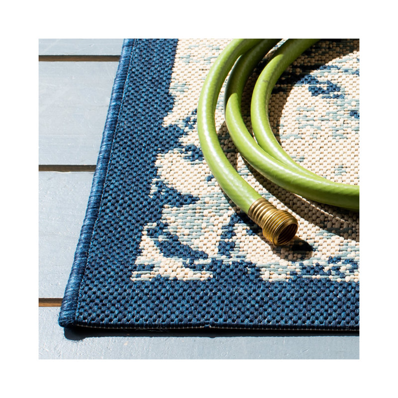 Tapis d'intérieur / extérieur à motif géométrique Mendota Performance, Rond 6 pi 7 po