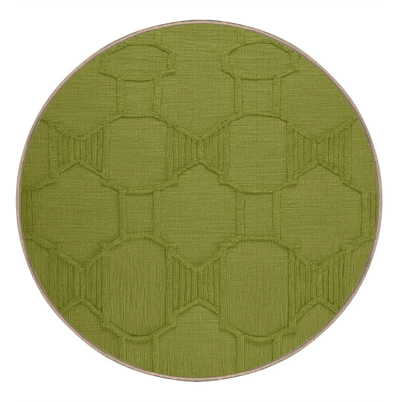 Tapis brun treillis lavable à la machine, Rond 3 pi