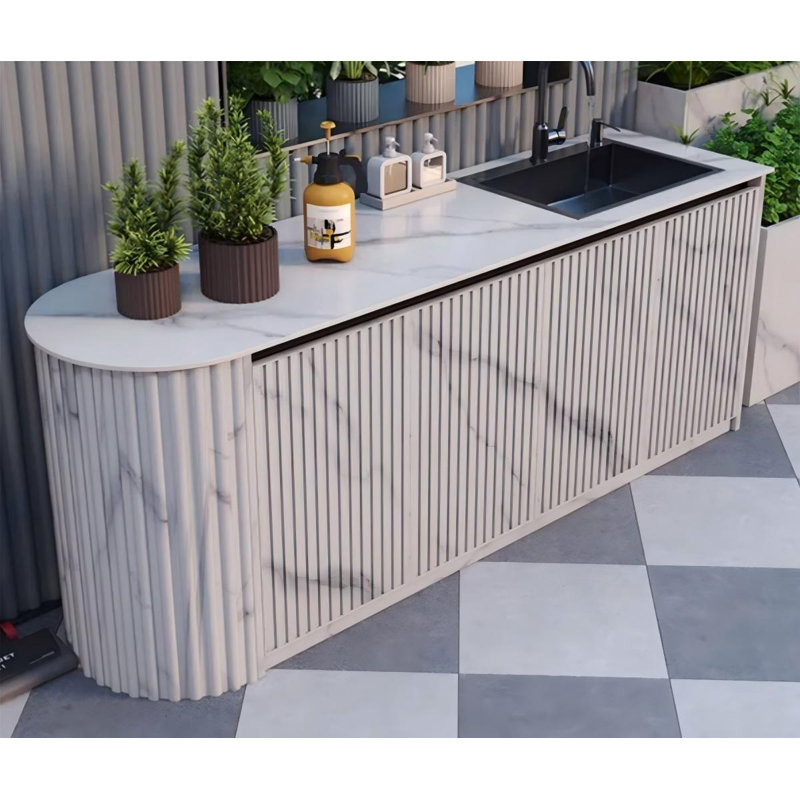 Outdoor Aluminum Vanity with Sink & Storage Cabine